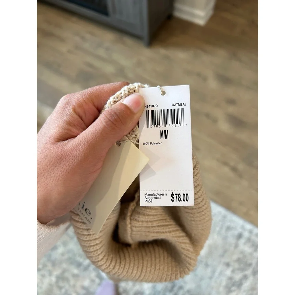 NWT Elie Tahari cowl‎ neck cable knit cream beige sweater Medium